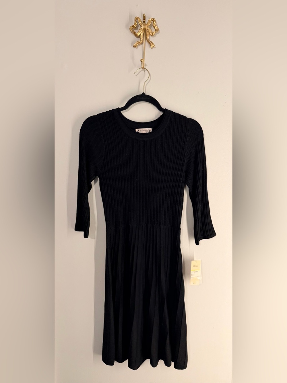 Nanette Lepore Black Ribbed Knit Dress